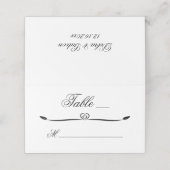 Elegantes Weiß- und Schwarzes Herz Blühend Hochzei Platzkarte (Außenseite Aufgefaltet)