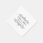 Elegantes Weiß- und Schwarzes Herz Blühend Hochzei Serviette (Ecke)