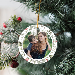 Elegantes Weiß Winter Greenery Kranz 1 Foto Keramik Ornament