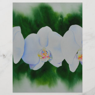 Elegantes, weißes Aquarell-Orchideenbild