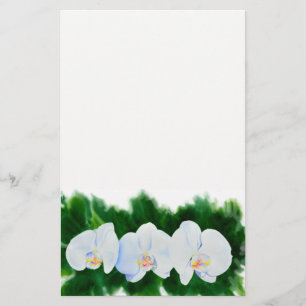Elegantes, weißes Aquarell-Orchideenbild Briefpapier