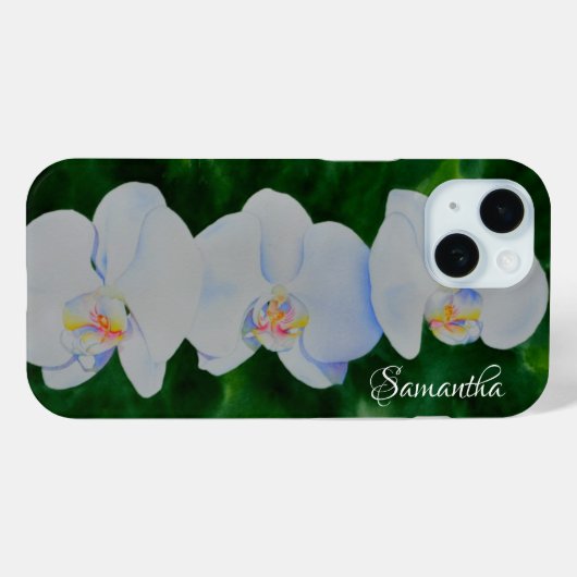 Elegantes, weißes Aquarell-Orchideenbild Case-Mate iPhone Hülle (Rückseite (Horizontal))