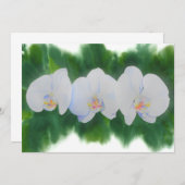 Elegantes, weißes Aquarell-Orchideenbild Einladung (Vorne/Hinten)