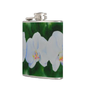 Elegantes, weißes Aquarell-Orchideenbild Flachmann (Links)