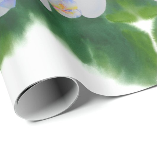 Elegantes, weißes Aquarell-Orchideenbild Geschenkpapier (Rolleneckpunkt)