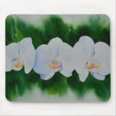 Elegantes, weißes Aquarell-Orchideenbild Mousepad (Vorne)