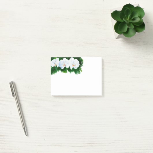 Elegantes, weißes Aquarell-Orchideenbild Post-it Klebezettel (Büro)
