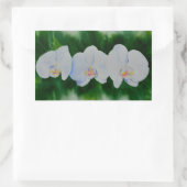 Elegantes, weißes Aquarell-Orchideenbild Rechteckiger Aufkleber (Tasche)