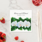 Elegantes, weißes Aquarell-Orchideenbild Serviette (Beispiel)