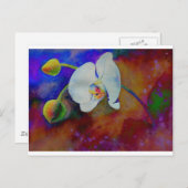 Elegantes, weißes Aquarellbild mit Blumenorchideen Postkarte (Vorne/Hinten)