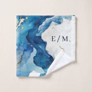ELEGANTES WEISSES, BLAUE MEER BAD TOWEL SET