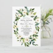 Elegantes weißes blaues Brautparty Einladung (Stehend Vorderseite)