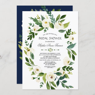 Elegantes weißes blaues Brautparty Einladung