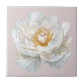 Elegantes, weißes blühendes Pfirsichfranz. Land Fliese (Vorderseite)