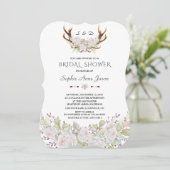 Elegantes weißes Blume Antlers Navy Brautparty Einladung (Stehend Vorderseite)