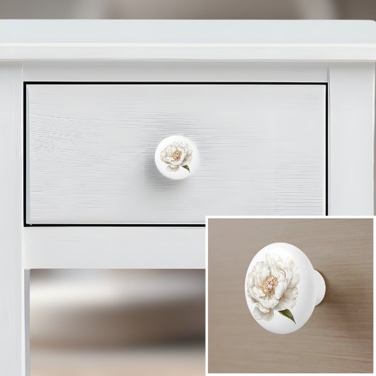 Elegantes, weißes Blume-Bauernhaus Keramikknauf