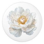 Elegantes, weißes Blume-Bauernhaus Keramikknauf (Vorderseite)