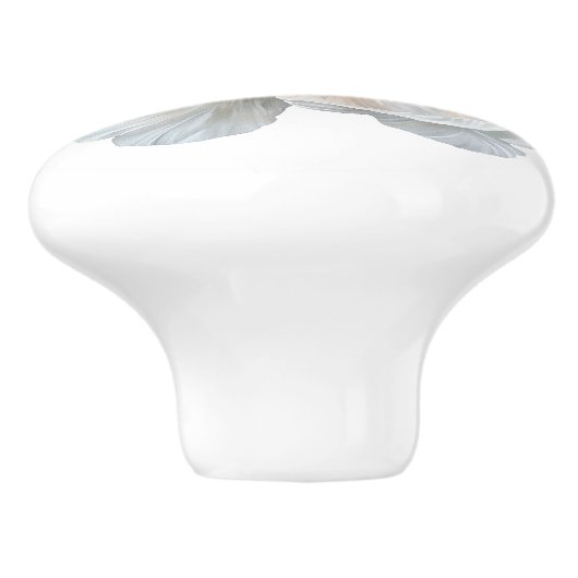 Elegantes, weißes Blume-Bauernhaus Keramikknauf (Seitenansicht)