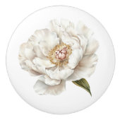 Elegantes, weißes Blume-Bauernhaus Keramikknauf (Vorderseite)