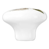 Elegantes, weißes Blume-Bauernhaus Keramikknauf (Seitenansicht)