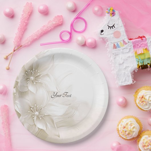 Elegantes Weißes Blume-Papier für Elfenbein Pappteller (Party)