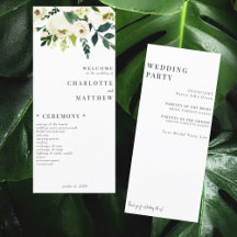 Elegantes weißes Blumen-Hochzeitsprogramm