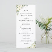 Elegantes weißes Blumen-Hochzeitsprogramm Programm (Stehend Vorderseite)