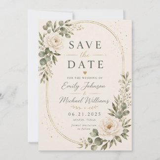 Elegantes weißes Blumen-Save-the-Date-Kart Save The Date