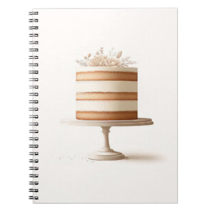 Elegantes weißes Blumen-Torte Hochzeits-Gästebuch Notizblock