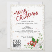 Elegantes Weißes Blumenbeeren Schnee Weihnachten P Einladung (Vorderseite)