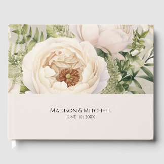 Elegantes weißes Blumenbouquet-Aquarell  Gästebuch