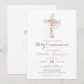 Elegantes weißes Blumenkreuz Einladung (Vorne/Hinten)