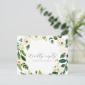 Elegantes Weißes Blumenmenü UAWG Postkarte (Stehend Vorderseite)