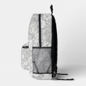 Elegantes weißes Blumenmuster Bedruckter Rucksack (Rechts)