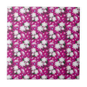 Elegantes weißes Blumenmuster Botanisches Design Fliese