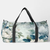 Elegantes, weißes Blumenmuster Duffle Bag (Vorderseite)