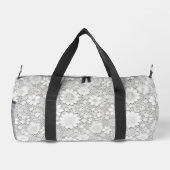 Elegantes weißes Blumenmuster Duffle Bag (Rückseite)