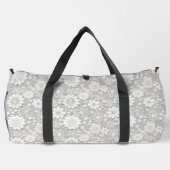 Elegantes weißes Blumenmuster Duffle Bag (Rückseite)