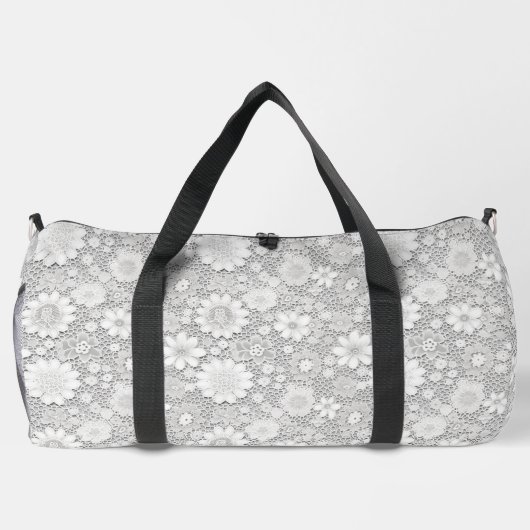Elegantes weißes Blumenmuster Duffle Bag (Rückseite)