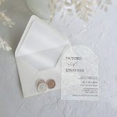 Elegantes, weißes Blumenmuster Hochzeit Acryleinladungen