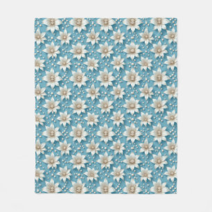 Elegantes weißes Blumenmuster mit Perlen Fleecedecke