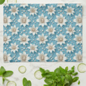 Elegantes weißes Blumenmuster mit Perlen Geschirrtuch (Gefaltet)