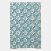 Elegantes weißes Blumenmuster mit Perlen Geschirrtuch (Vertikal)