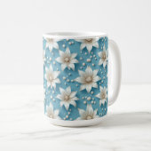 Elegantes weißes Blumenmuster mit Perlen Kaffeetasse (VorderseiteRechts)