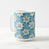 Elegantes weißes Blumenmuster mit Perlen Kaffeetasse (Vorderseite Links)