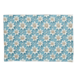 Elegantes weißes Blumenmuster mit Perlen Kissenbezug