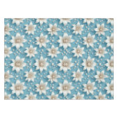 Elegantes weißes Blumenmuster mit Perlen Tischdecke (Vorderseite (Horizontal))