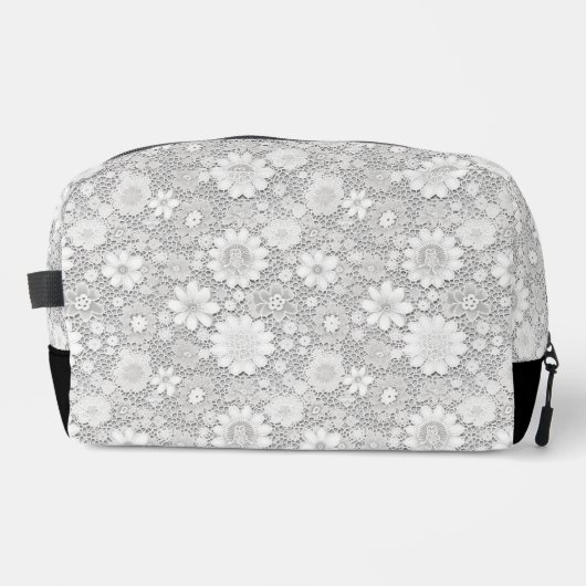 Elegantes weißes Blumenmuster Waschbeutel (Vorderseite)
