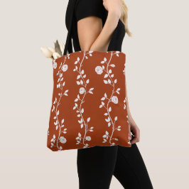 Elegantes weißes Blumenrankenmuster Terrakotta Tasche