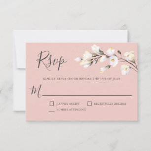 Elegantes weißes Blumenrot Rosa Hochzeit RSVP Karte